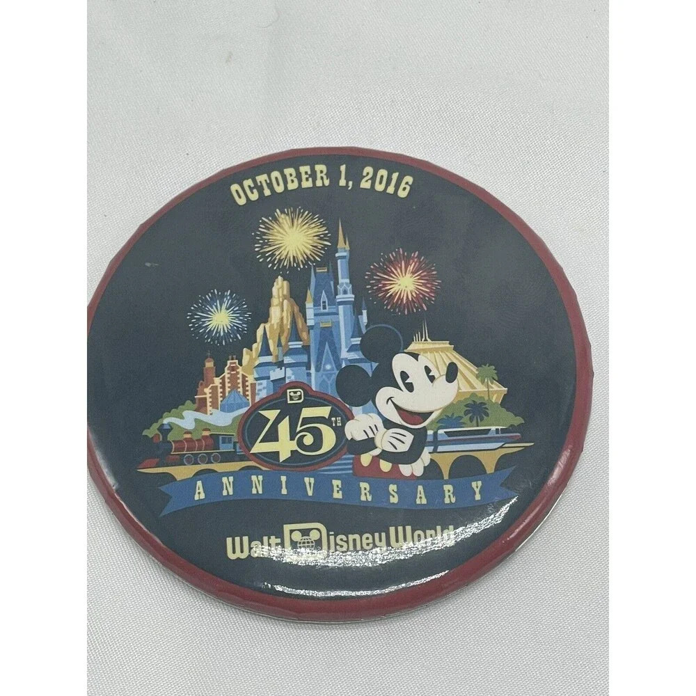 Walt Disney World 45th Anniversary Magic Kingdom Mickey Castle Disney Button
